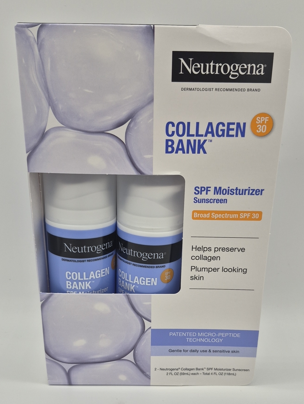Neutrogena Collagen Bank SPF 30 Moisturizer 2 Pack Exp 02/2027